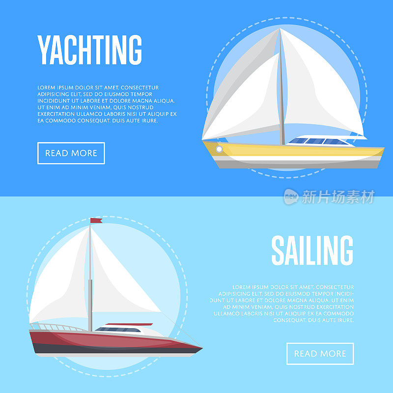 Yachting and sailing flyers with sailboats